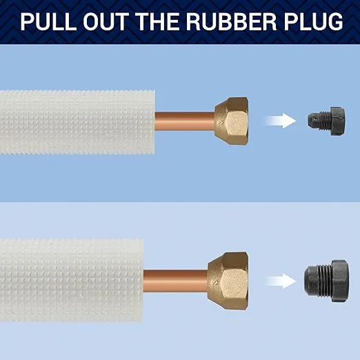 DELLA 25 Ft Mini Split Line Set, 1/4" & 3/8" O.D. Copper Pipes Tubing and 3/8 White Thickened PE Insulated Coil with Flared Nuts for Mini Split Air Conditioner or Heat Pump System(1/4+3/8)