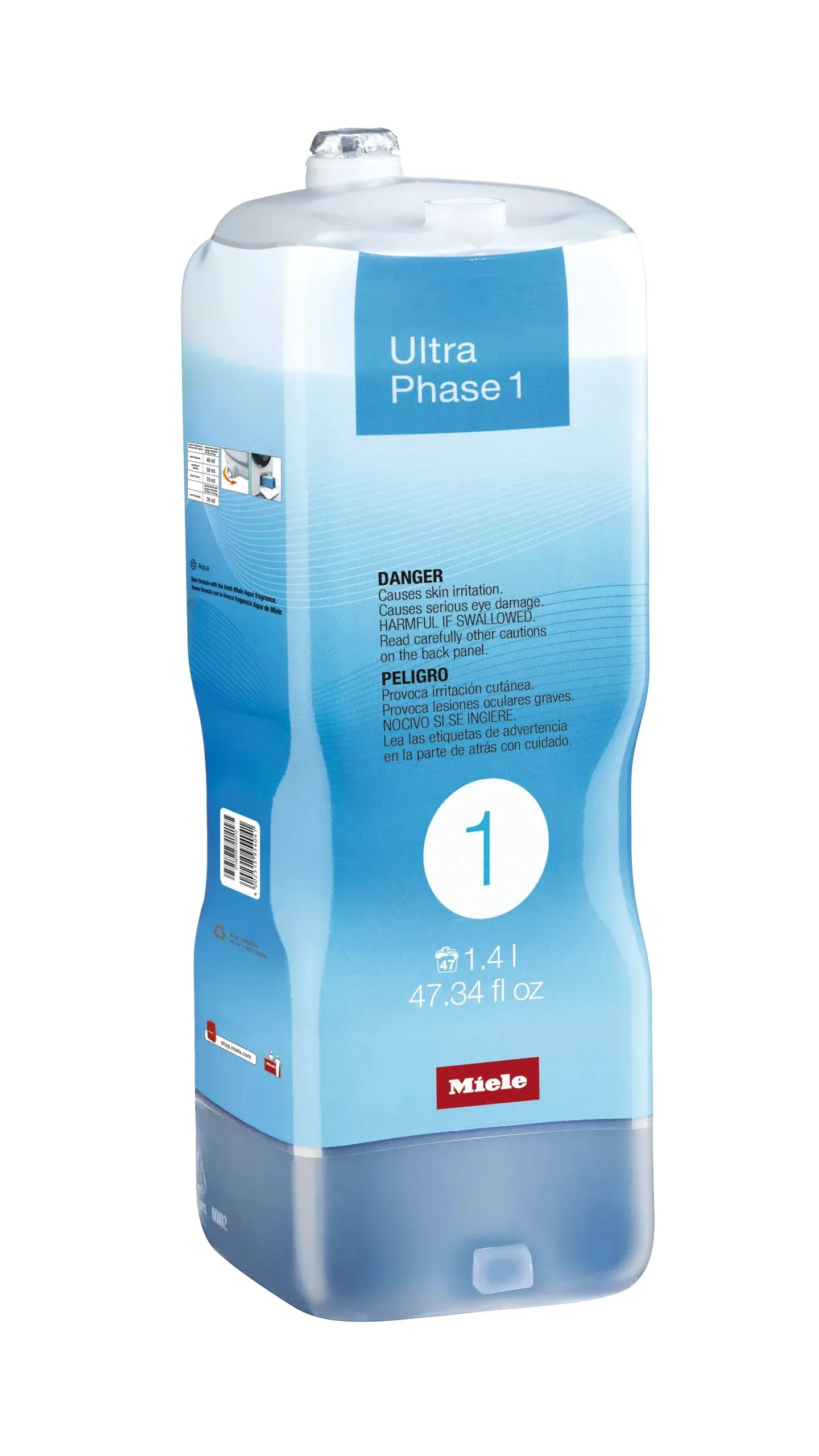 Miele UltraPhase 1-Component Detergent for Whites/Colors Aqua Fragrance (1 ...