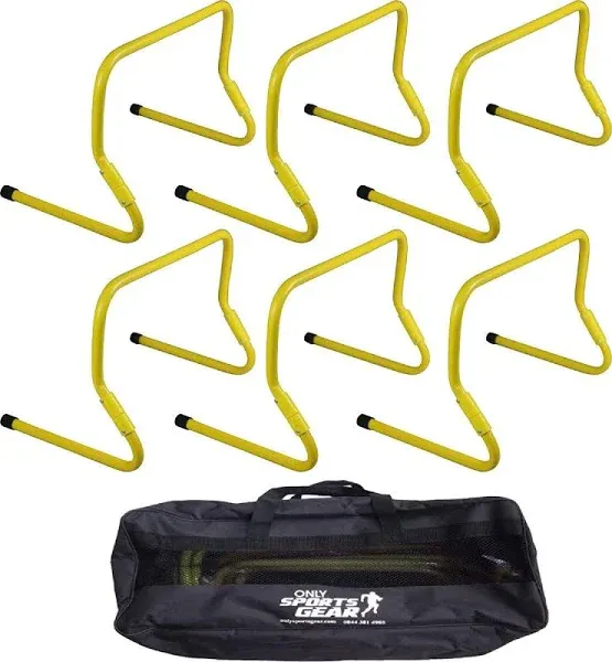 Sportsgear Set Of 6 Adjustable Speed Agility Hurdles Set 6&#034;-12&#034; With Carry Bag