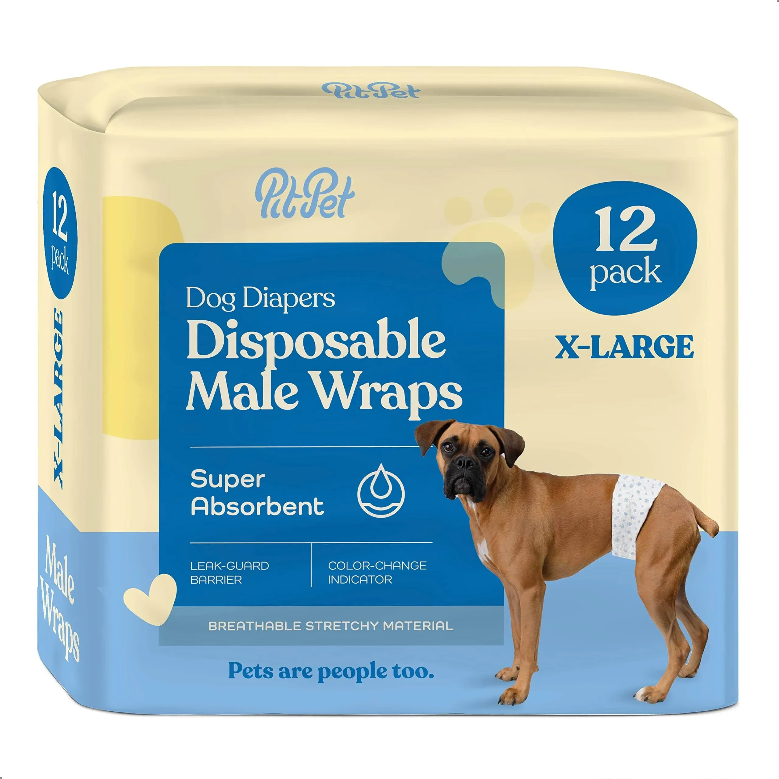 Comfortable Male Dog Diapers - 12-Pack Super Absorbent Disposable Male Dog Wr...