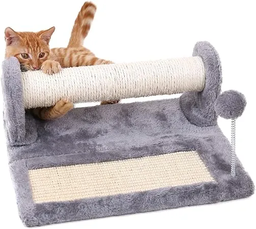 PAWZ Road Cat Scratching Post Bed, 19” Small Cat Tree Tower with Cat Scratcher Pad Large Top Removable Bed with Play Ball Great for Kittens and Cats