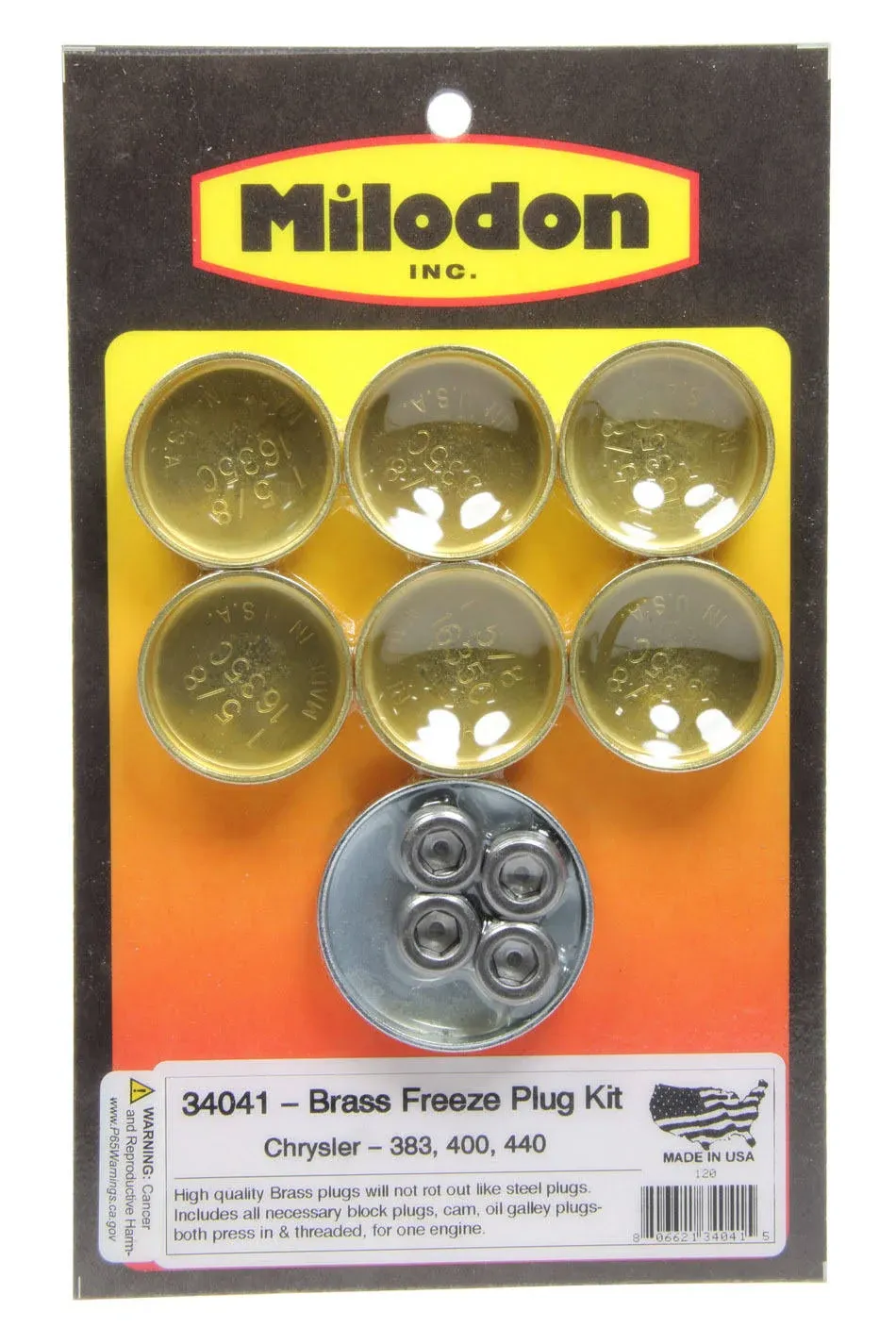 MILODON BBM Brass Freeze Plug Kit 34041