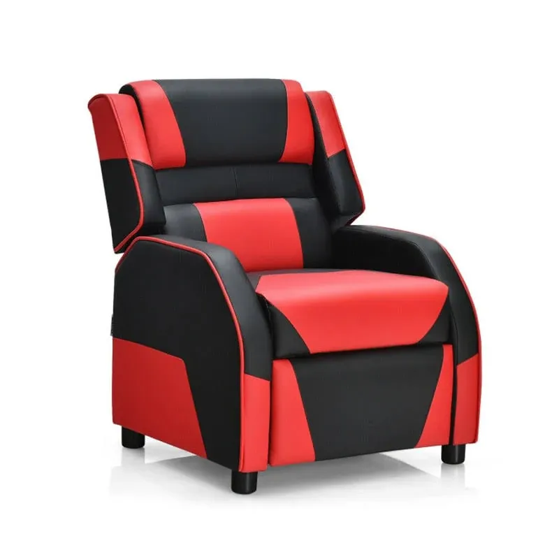 Kids Youth PU Leather Gaming Sofa Recliner with Headrest and Footrest Red