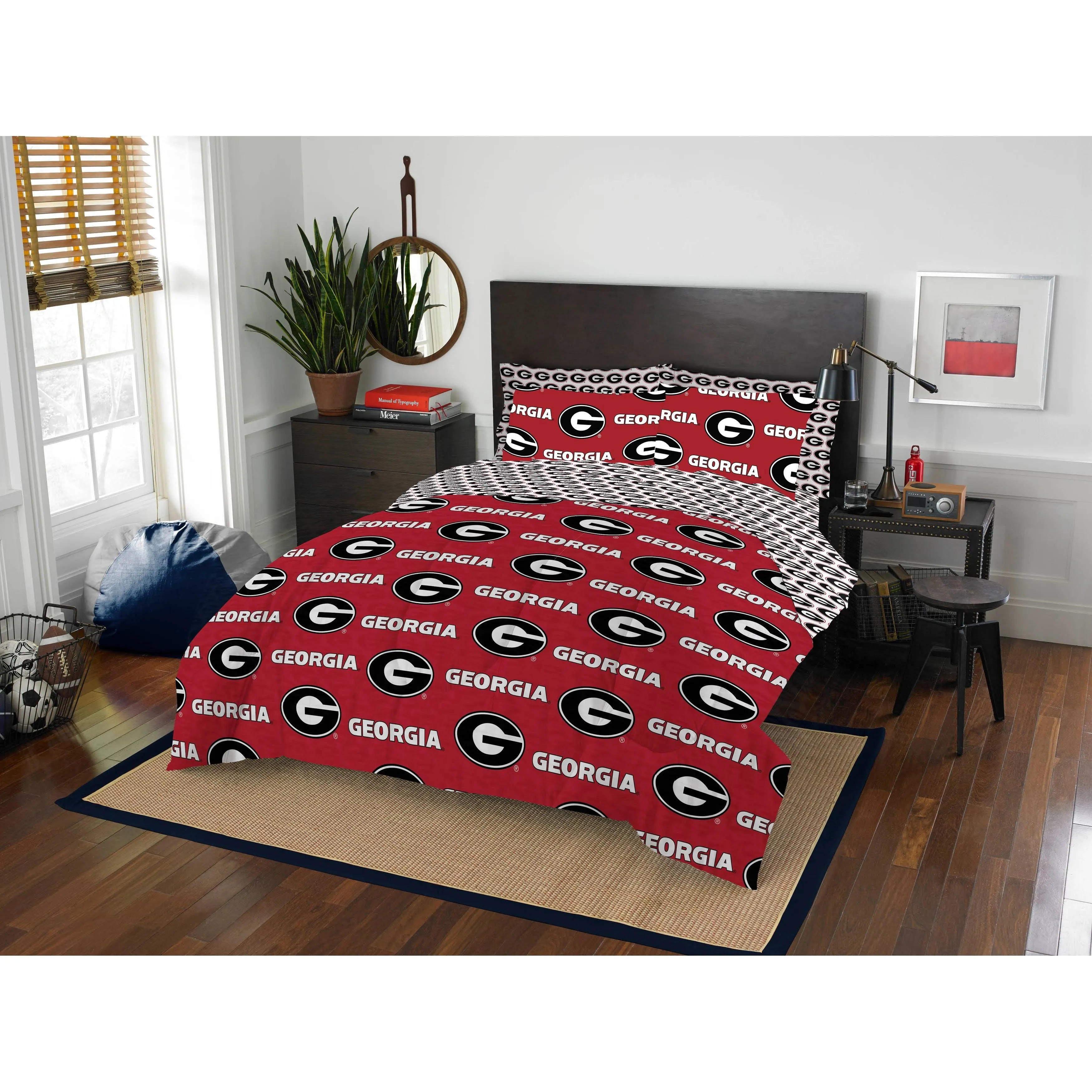 Georgia Bulldogs Queen Bed in a Bag Comforter Set 7 Piece Official NCAA