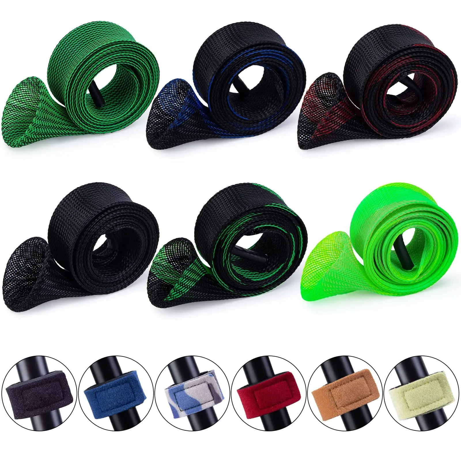 Koogel 6 Set Fishing Rod Cover, 6 Pcs Fishing Rod Sleeve 6 Pcs Fishing Rod Belts ...