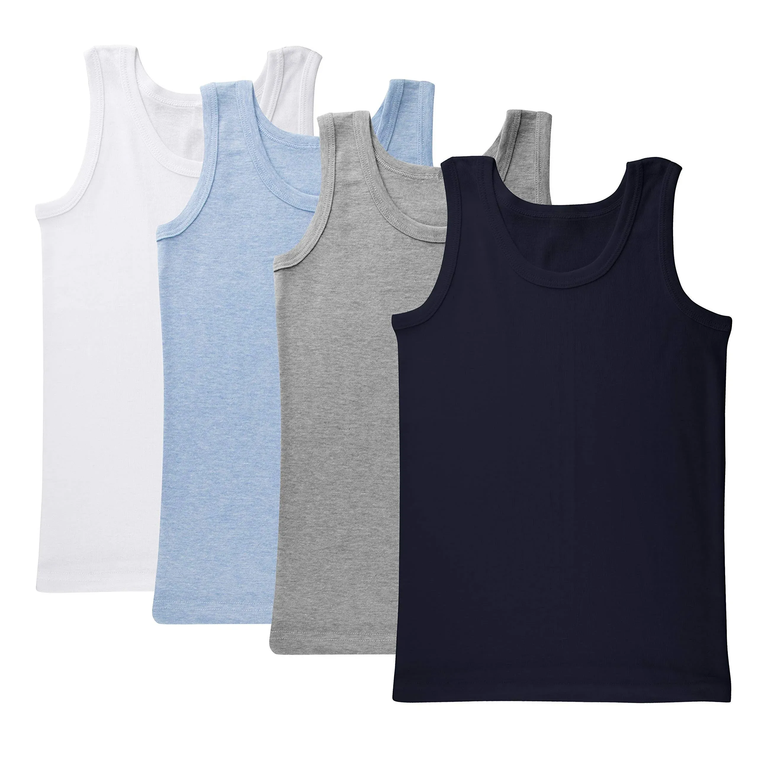 Brix Boys Undershirt Tank Top - Tagless 100% Cotton Super Soft 4 Pack Novelty.