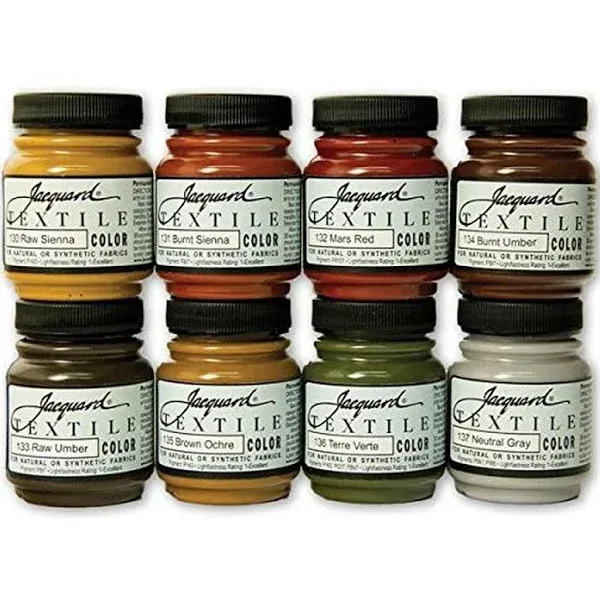 Jacquard Textile Color Fabric Paint 2.25oz 8-pkg-earth Tones