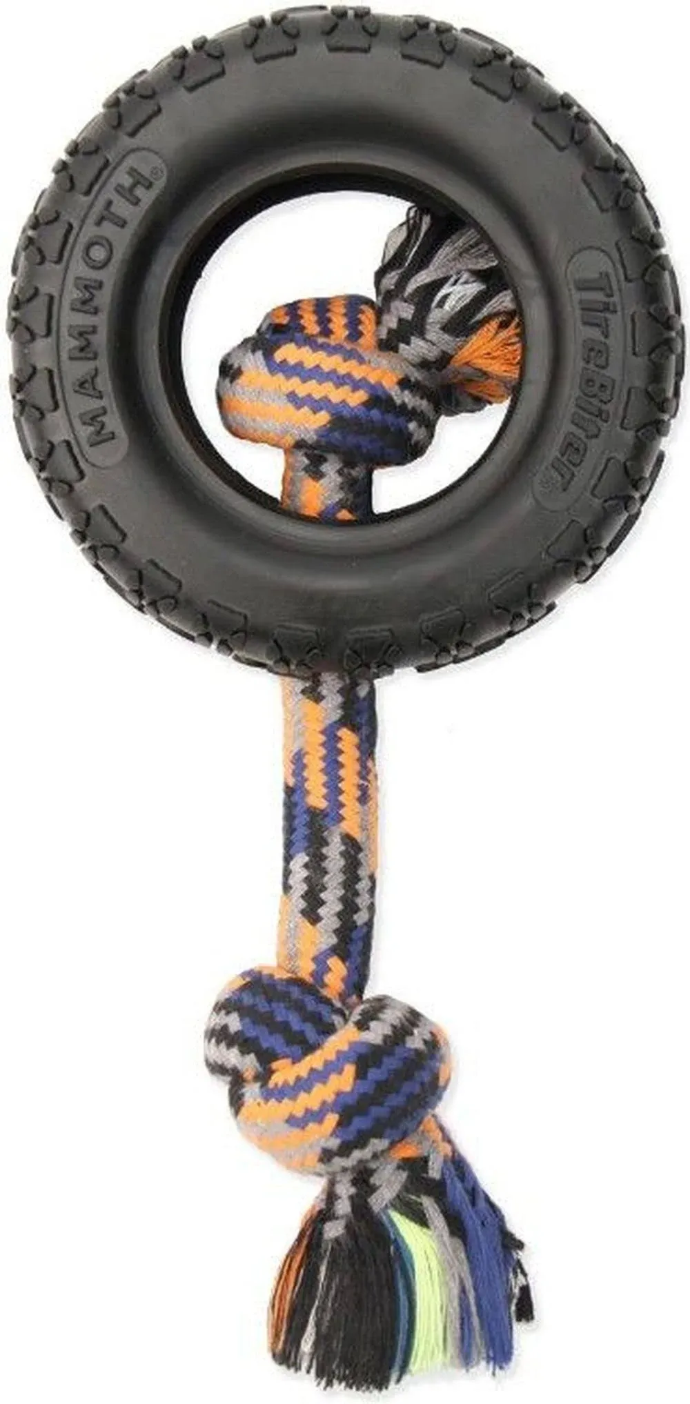 Mammoth Pet Products TireBiter II with Rope Dog Toy Multi-Color 1ea/6 in, LG