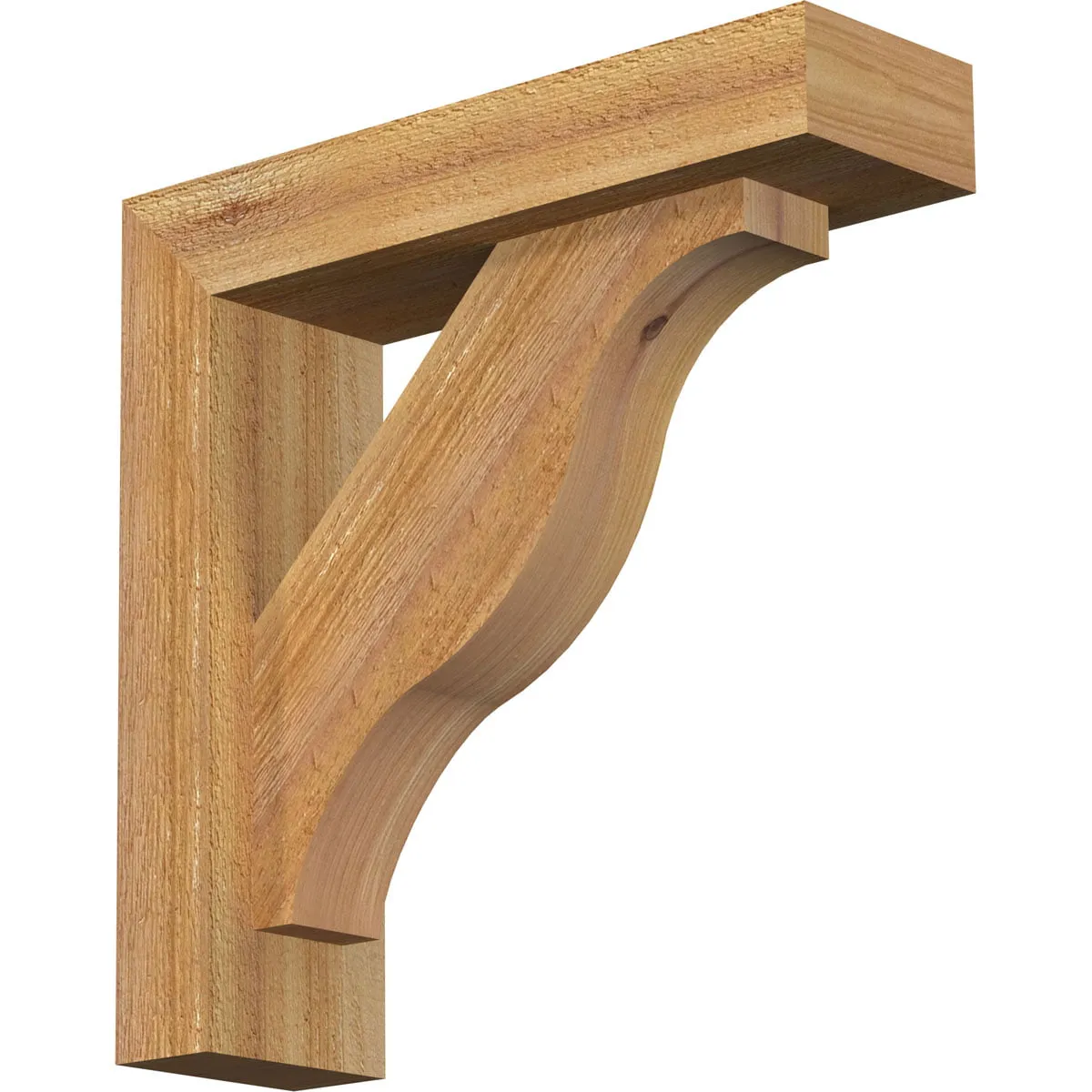 Ekena Millwork 4"W x 14"D x 14"H Funston Block Rough Sawn Bracket w/ Offset Brace, Western Red Cedar