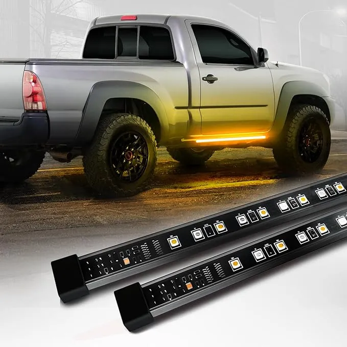 Opt7 2pc 48' Side Kick Running Board LED Strips w/Amber Turn Signal DRL and White ...