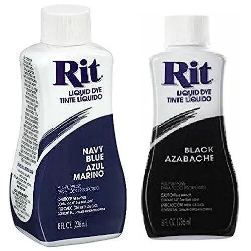 Rit Liquid Dye Black 8 oz & Rit Dye Liquid Fabric Dye 8-Ounce Navy Blue