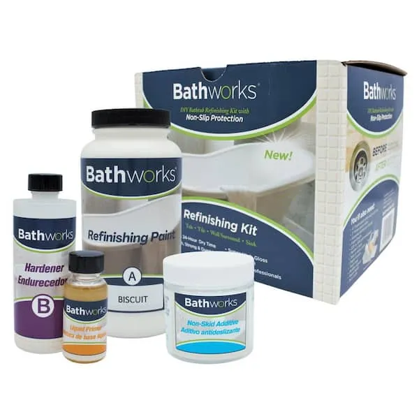 Bathworks Bathtub Refinishing Kit Standard 22 oz. Tub & Tile w/Non-Slip Protection Biscuit