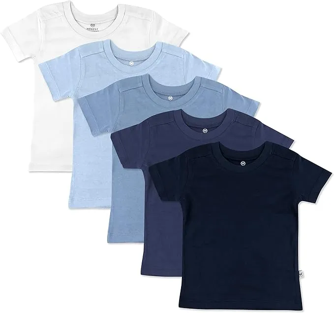 HonestBaby Multipack Short Sleeve T-Shirt Tee 100% Organic Cotton Infant Baby, Toddler, Little Kids Boys, Girls, Unisex