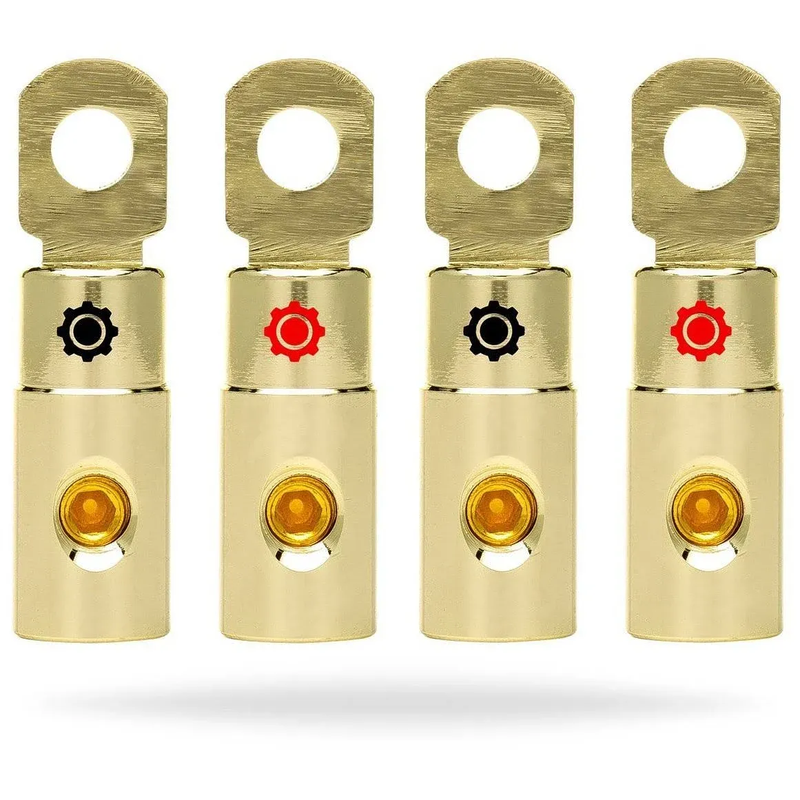 4 AWG Gauge Gold Ring Set Screw Battery Ring Terminals 