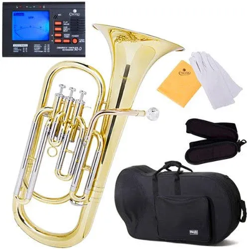 Mendini MBR-30 Intermediate Brass B Flat Baritone with Stainless Steel Pistons | Reverb