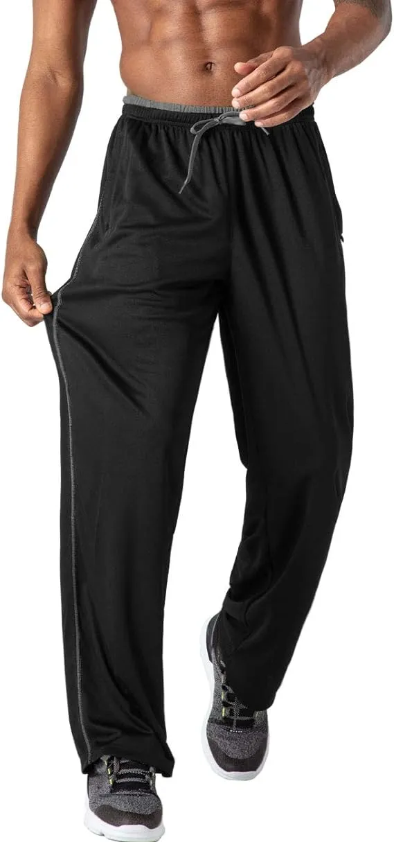 EKLENTSON Mens Mesh Pants Elastic Waist Drawstring Open Bottom Sweatpants