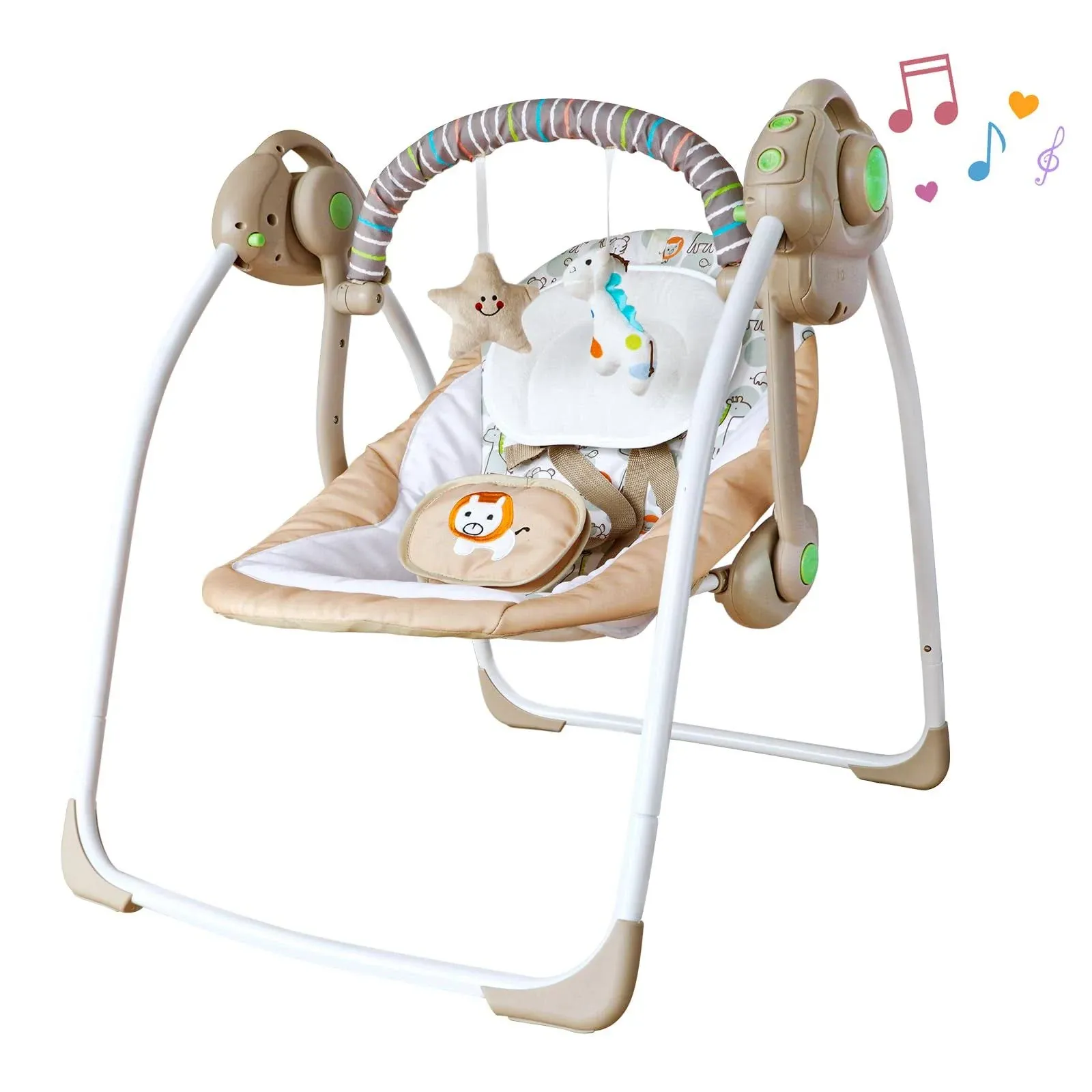 Duomilee Baby Electric Swing-Soothing Portable Swing with Intelligent Music Vibration Box-Comfort Swing for Infant Load Resistance: 6-25