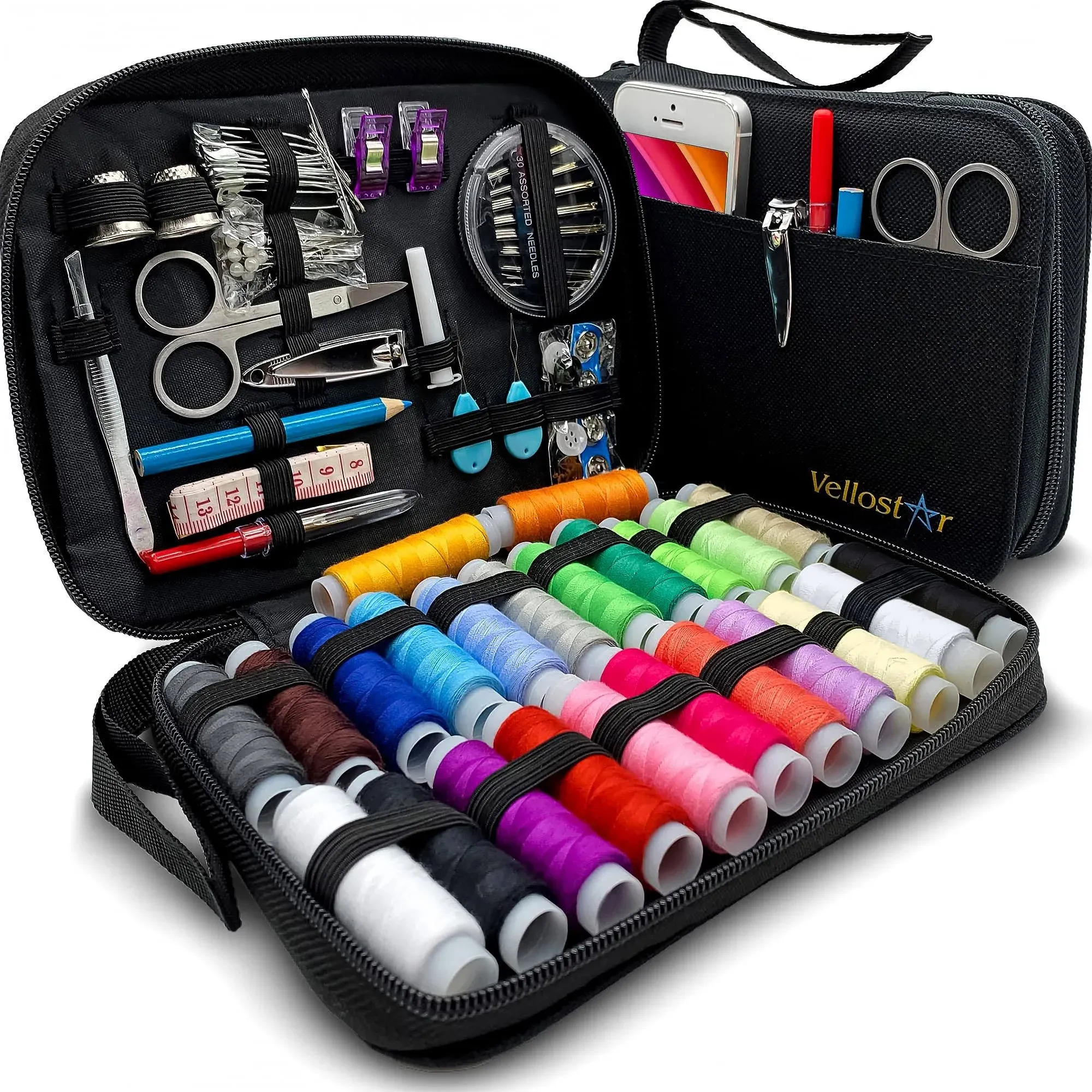 Vellostar Sewing Kit Premium Repair Set - Over 100 Supplies and 24-Color Threads ...