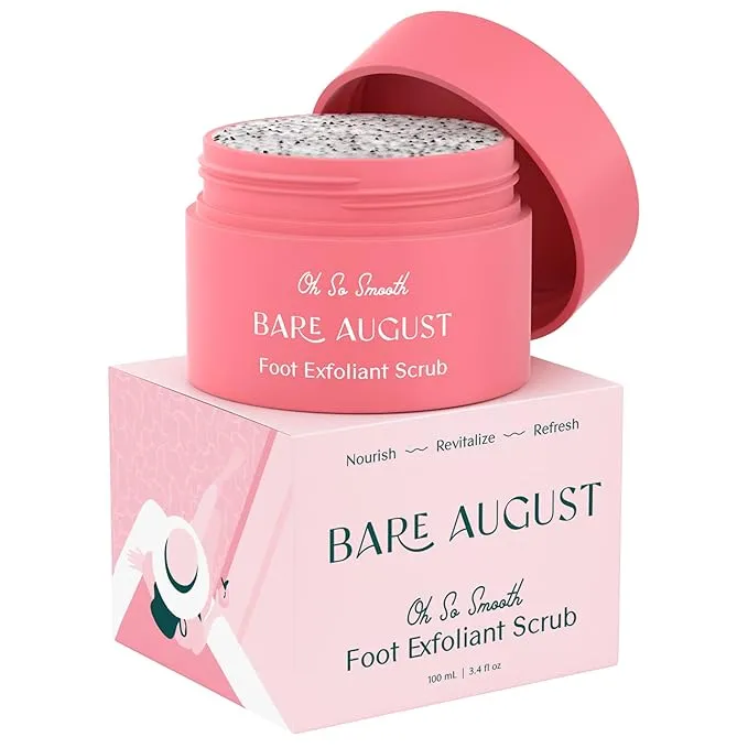 Bare August Foot Scrub - Pure & Natural Exfoliating Treatment - Soothes Skin ...