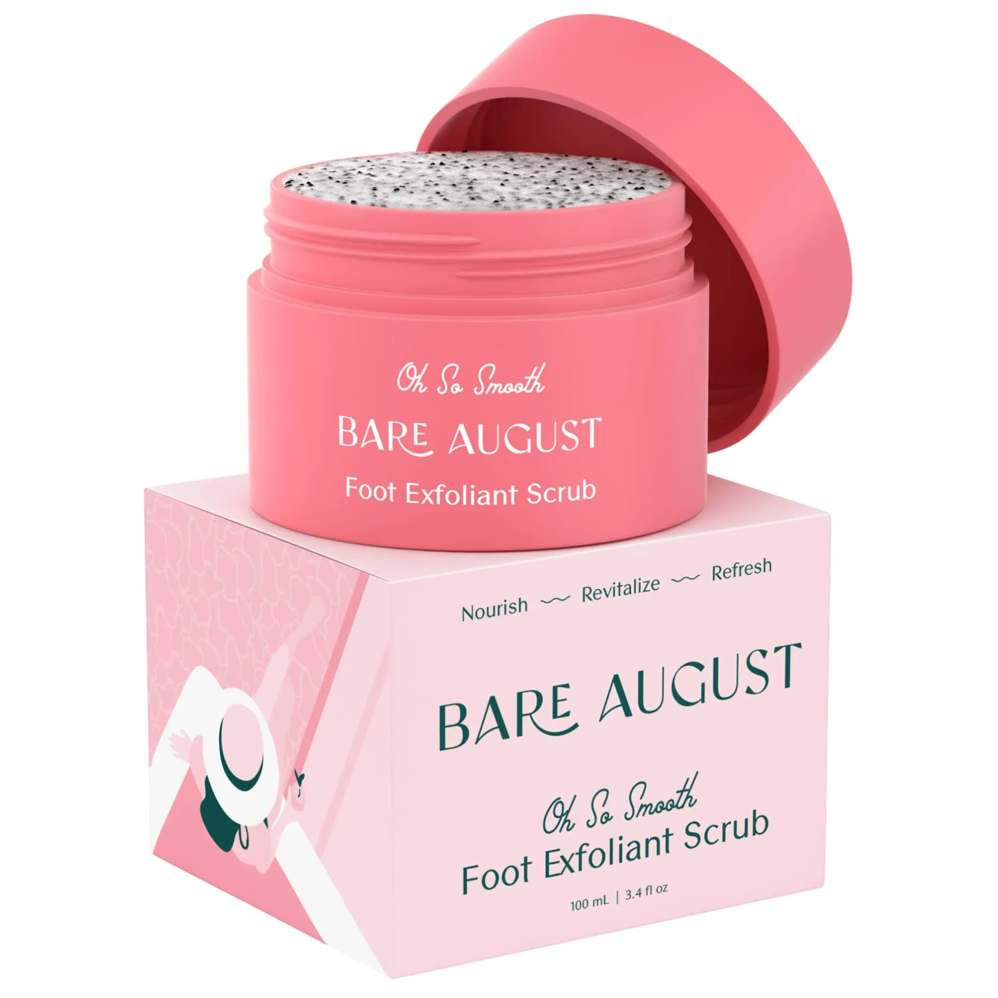 Bare August Foot Scrub - Pure & Natural Exfoliating Treatment - Soothes Skin ...