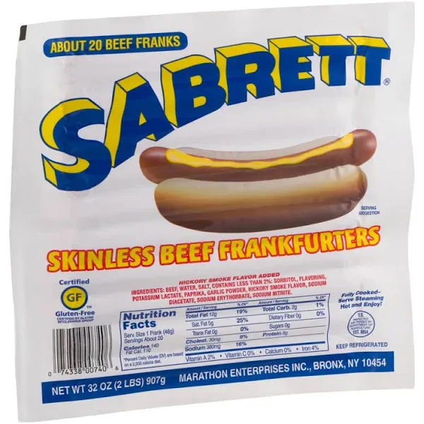 Sabrett Skinless Beef Frankfurters (32 oz)