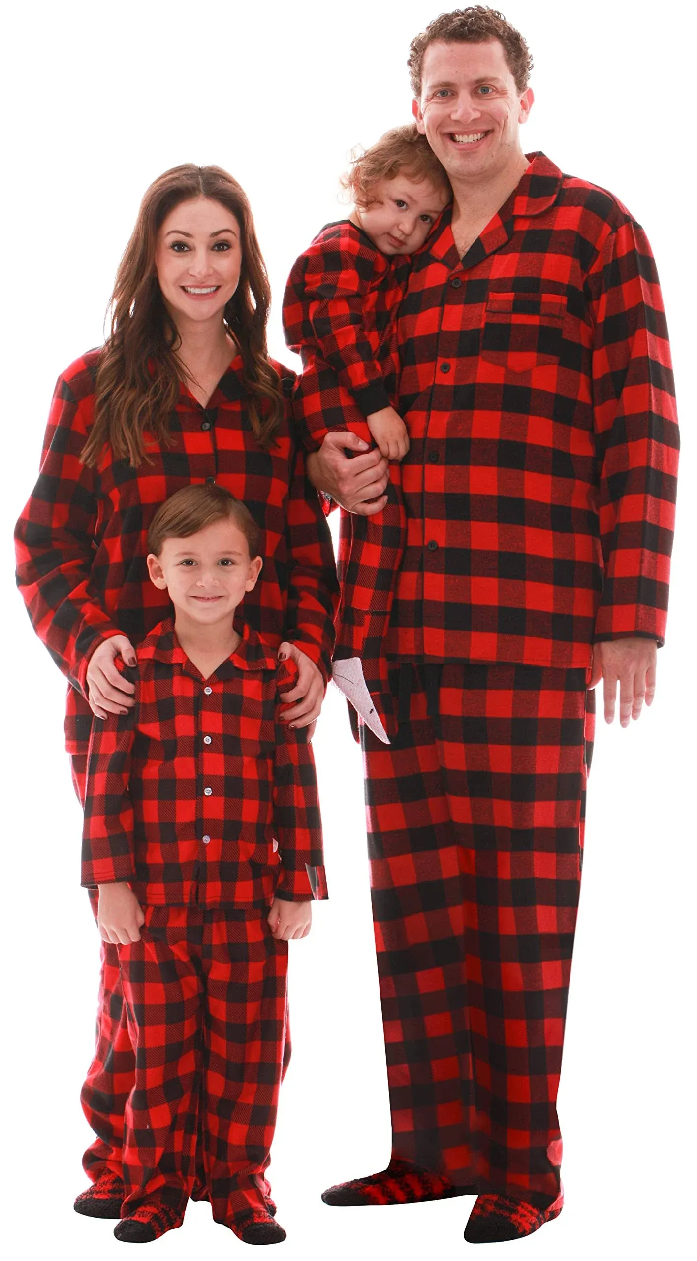 # Followme Family Pajamas Buffalo Plaid Button-Front Microfleece Pajamas Set