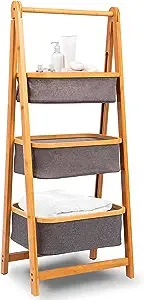 home 3 Tier Fold Out Hamper Shelf Storage - Space Saving Collapsible Foldable Na