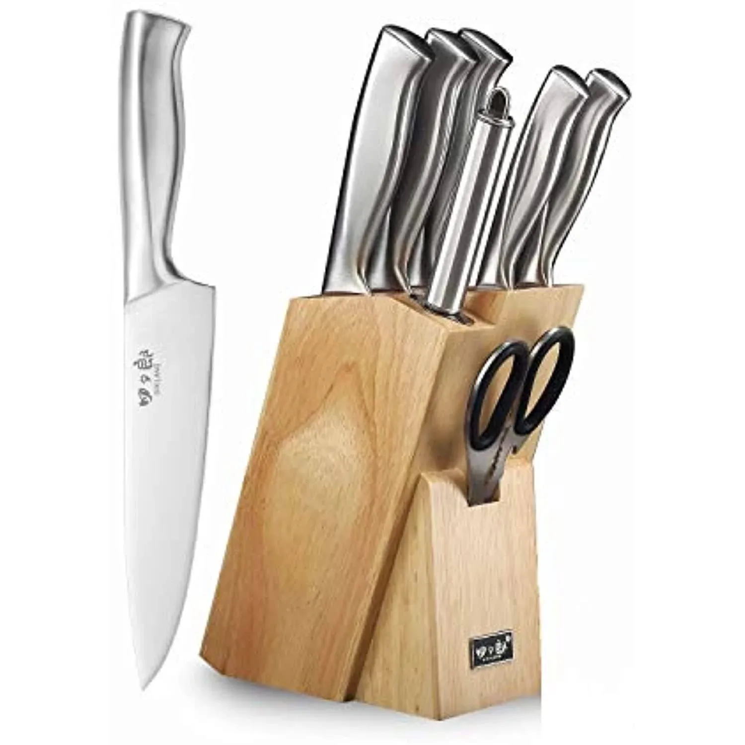 Knife Set 8 Piece German Hollow Handle Manual Knife Sharpener Forged Kitchen ...