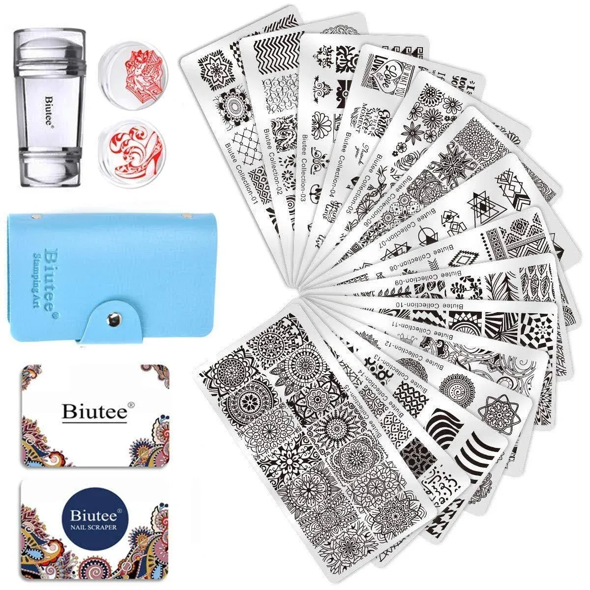 Nail Stamp Kit - Biutee Nail Art Stamping Plate Kit Jelly Silicone Stamper Nail ...