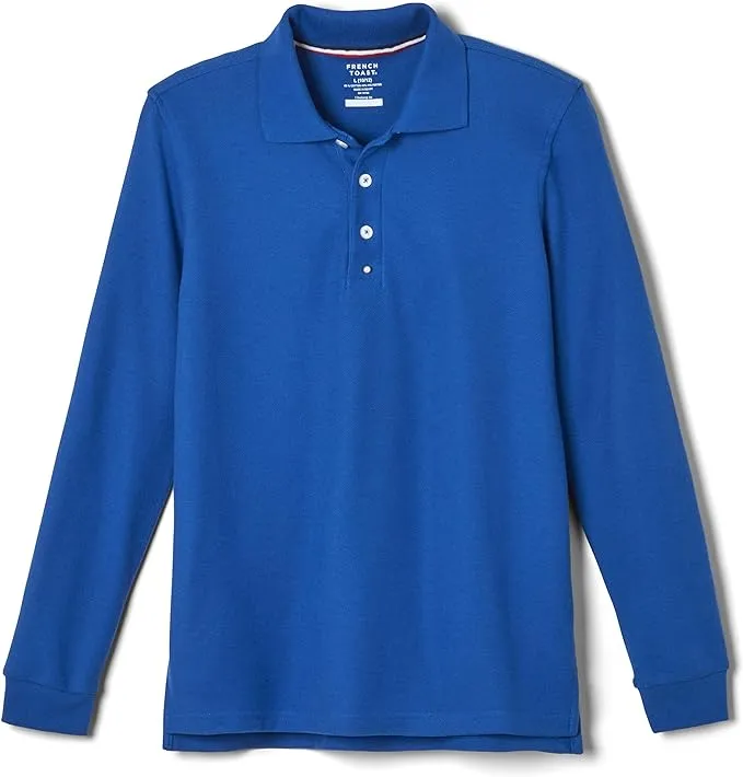 French Toast Pique Polo School Uniform Shirt with Long Sleeves for Boys and Girls