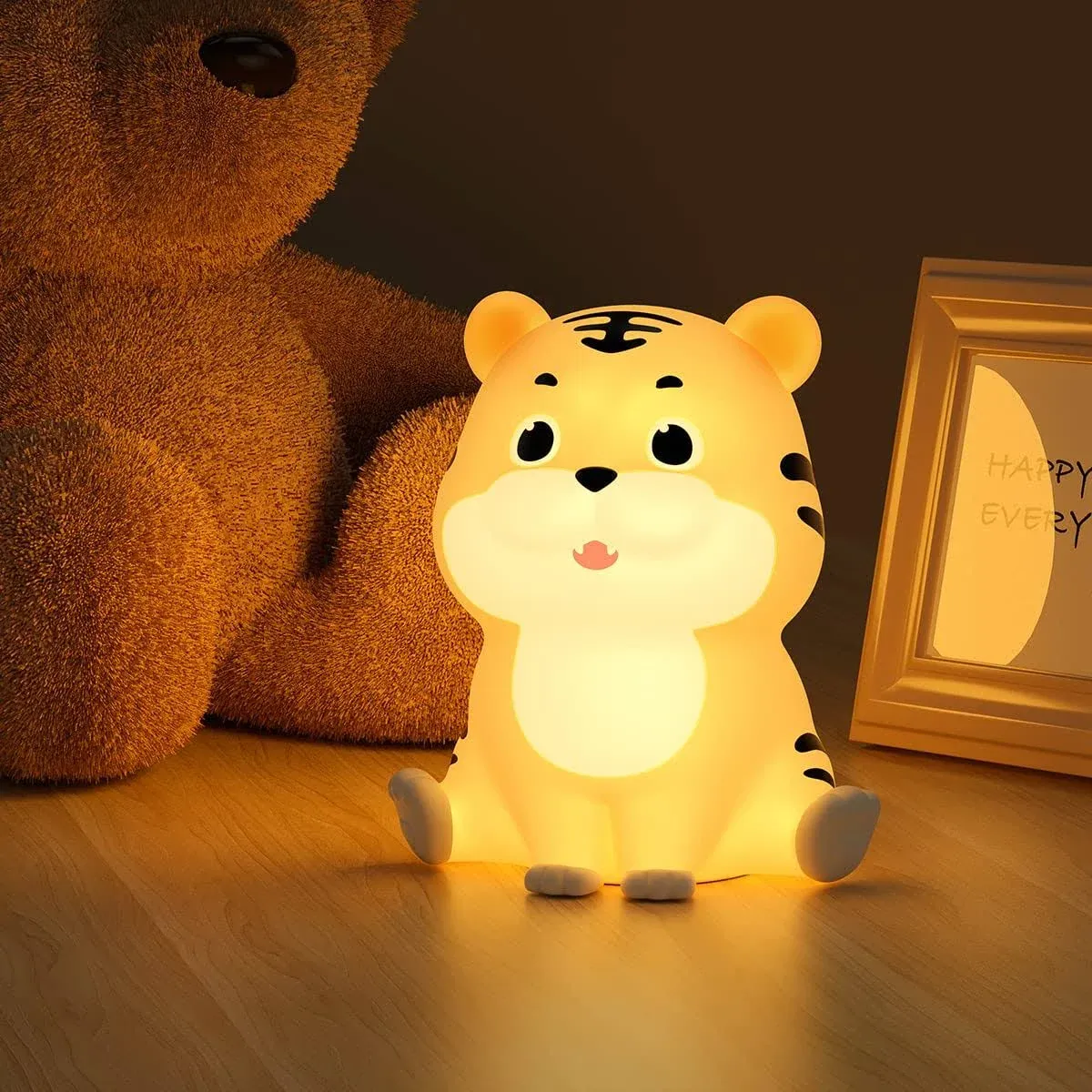 Kids Night Light Cute Tigersilicone Nursery Lamp For Baby And Toddleranimal Nigh