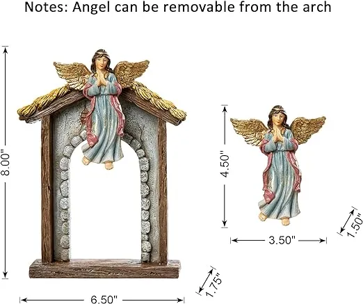 Glitzhome Christmas Nativity Set Nativity Scene Set Indoor 8" Resin Nativity Figurines Set 11 Pcs Removable Angel Statue Colorful Nativity Sets & Figures Christian Holy Family Figure with Baby Jesus