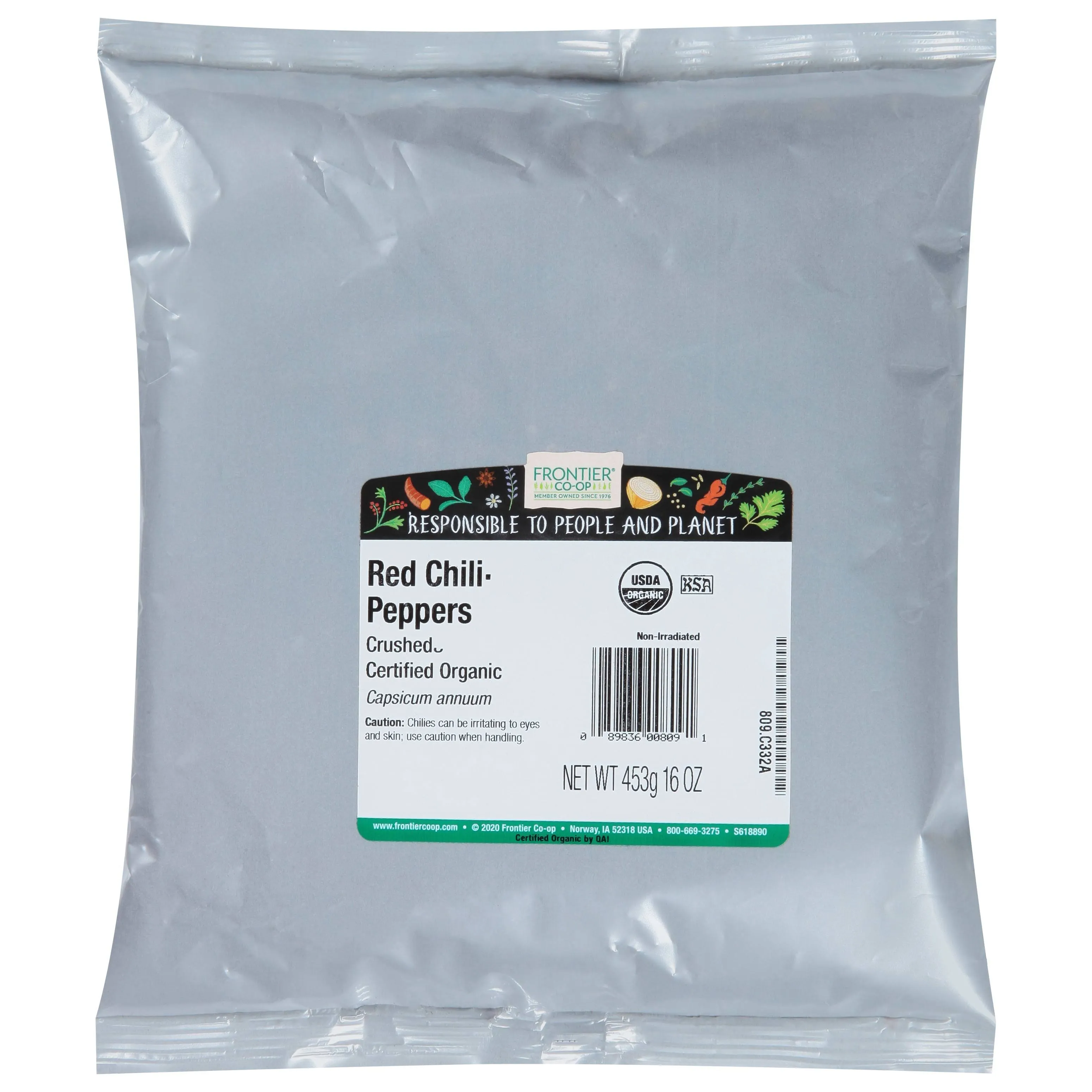 Frontier Organic Crushed Red Chili Peppers 16 oz