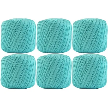 Threadart 6 Ball Pack 100% Pure Cotton Crochet Thread by Threadart - SIZE 10 - Color 22 - AQUA - For tablecloths bedspreads and fashion accessories. 100% mercerized cotton - 50 gram balls 175 yds