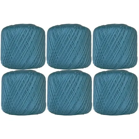 Threadart 6 Ball Pack 100% Pure Cotton Crochet Thread by Threadart - SIZE 10 - Color 42 - TURQUOISE - For tablecloths bedspreads & fashion accessories. 100% mercerized cotton - 50 gm balls 175 yds