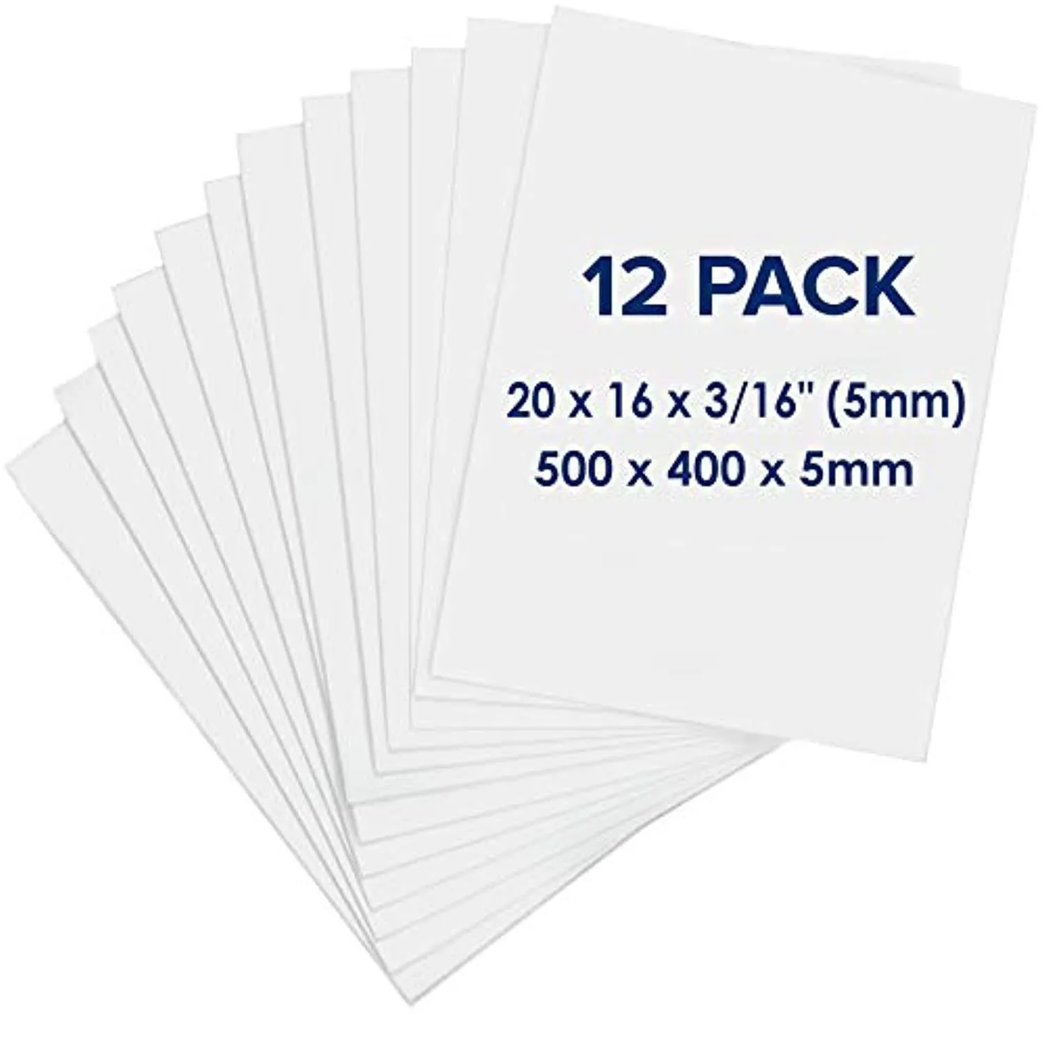 Foam Board 12 x 16 x 3/16" - Premium 12 Pack - White Poster Board, Acid Free, Double Sided, Rigid, Sign Board Foamboard for Mounting, Crafts, Paintings Prints, Art, Display, Presentation and Projects