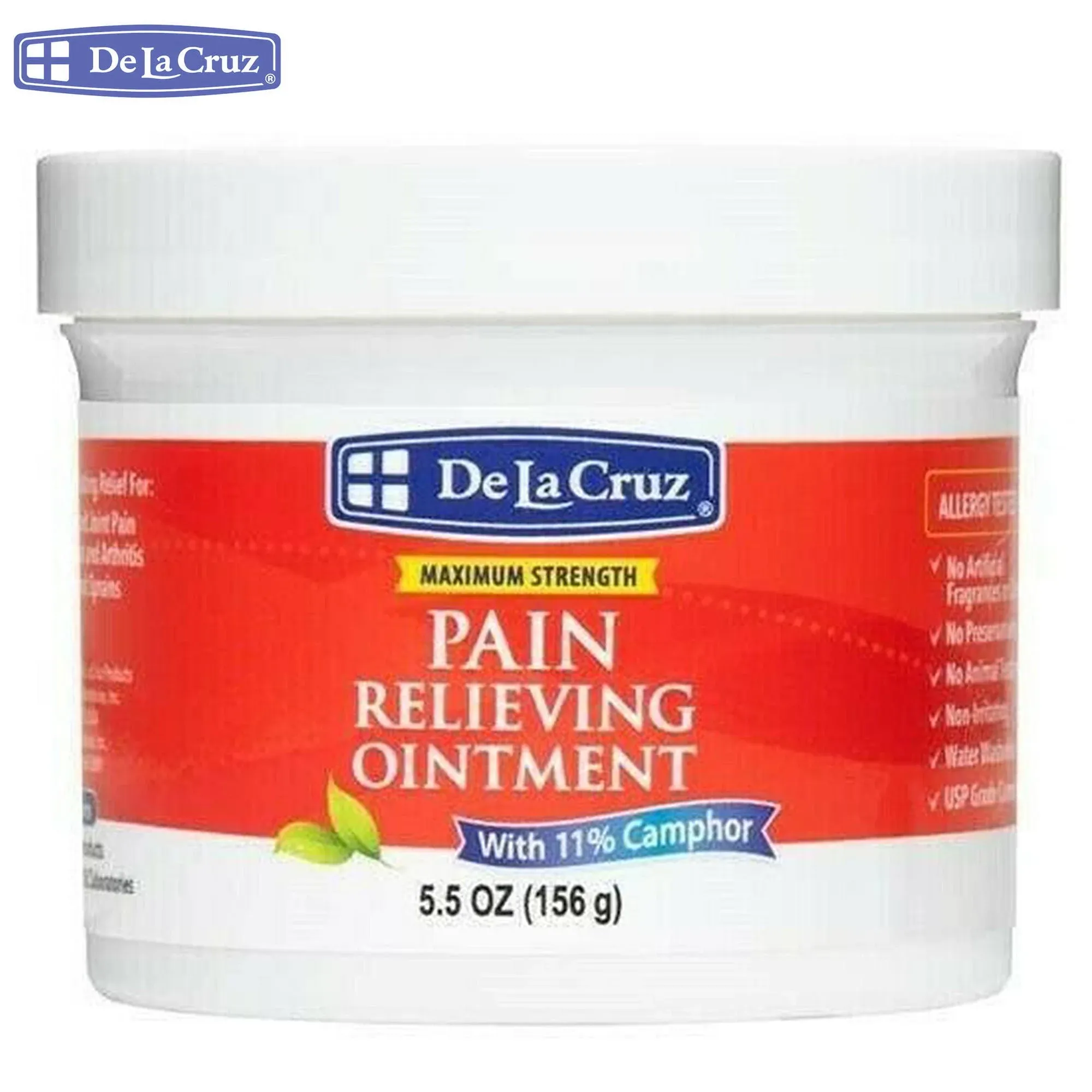 De La Cruz 11% Camphor Ointment Pain Relieving Rub JUMBO 5.5 OZ, USA  Exp. 04/26