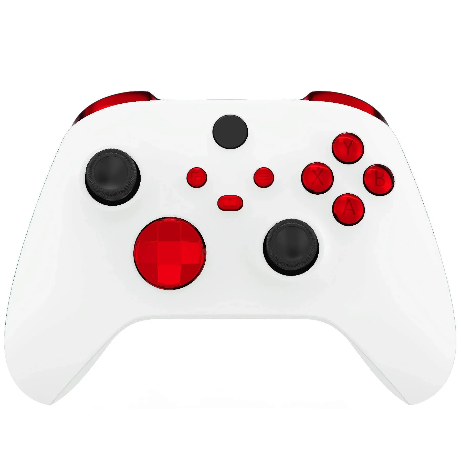 eXtremeRate Chrome Red Replacement Buttons lb RB LT RT Bumpers Triggers D-pad ...