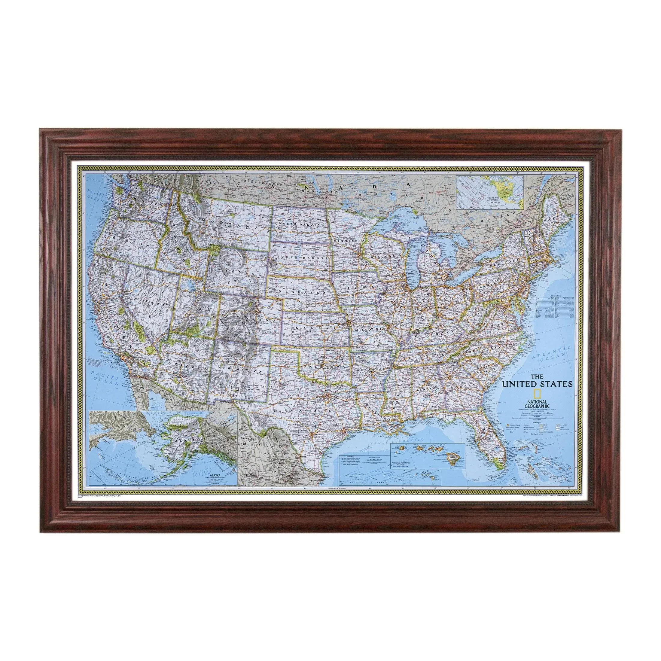 Push Pin Travel Maps Classic US with Rustic Black Frame and Pins - 27.5 inches x 39.5 inches