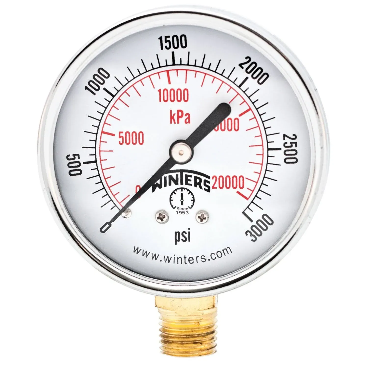 Winters PEM291 Pressure Gauge, 2-1/2" Dial size, Black