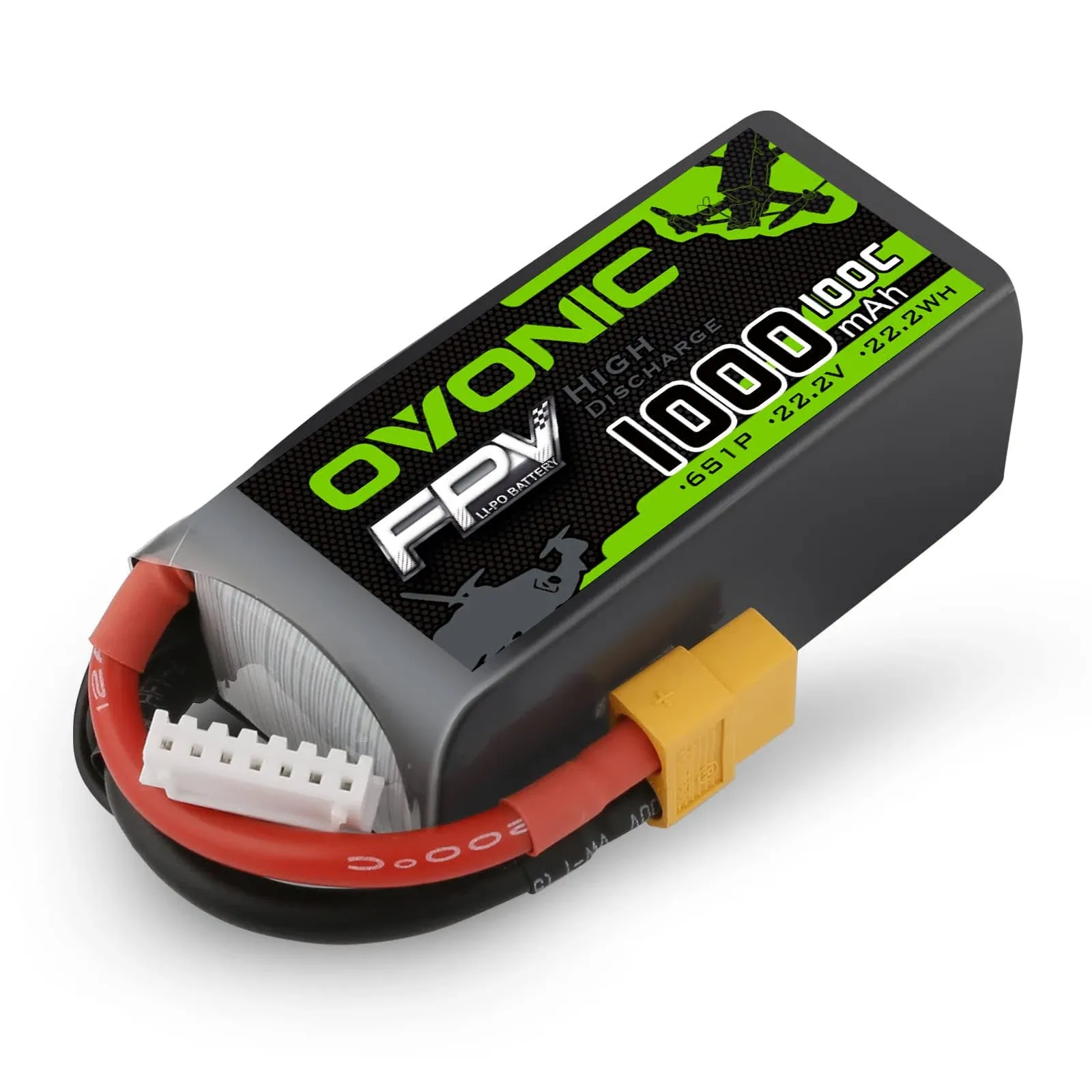 OVONIC 1000mAh 6S 100C Lipo Battery with XT60 Plug for FPV Racing RC Quadcopter