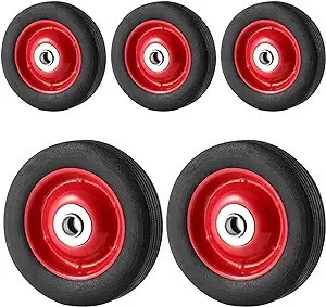 MUKLEI 5 Pack 6 x 1.2 Inch Solid Rubber Flat Free Tire, Hand Truck Wheel with