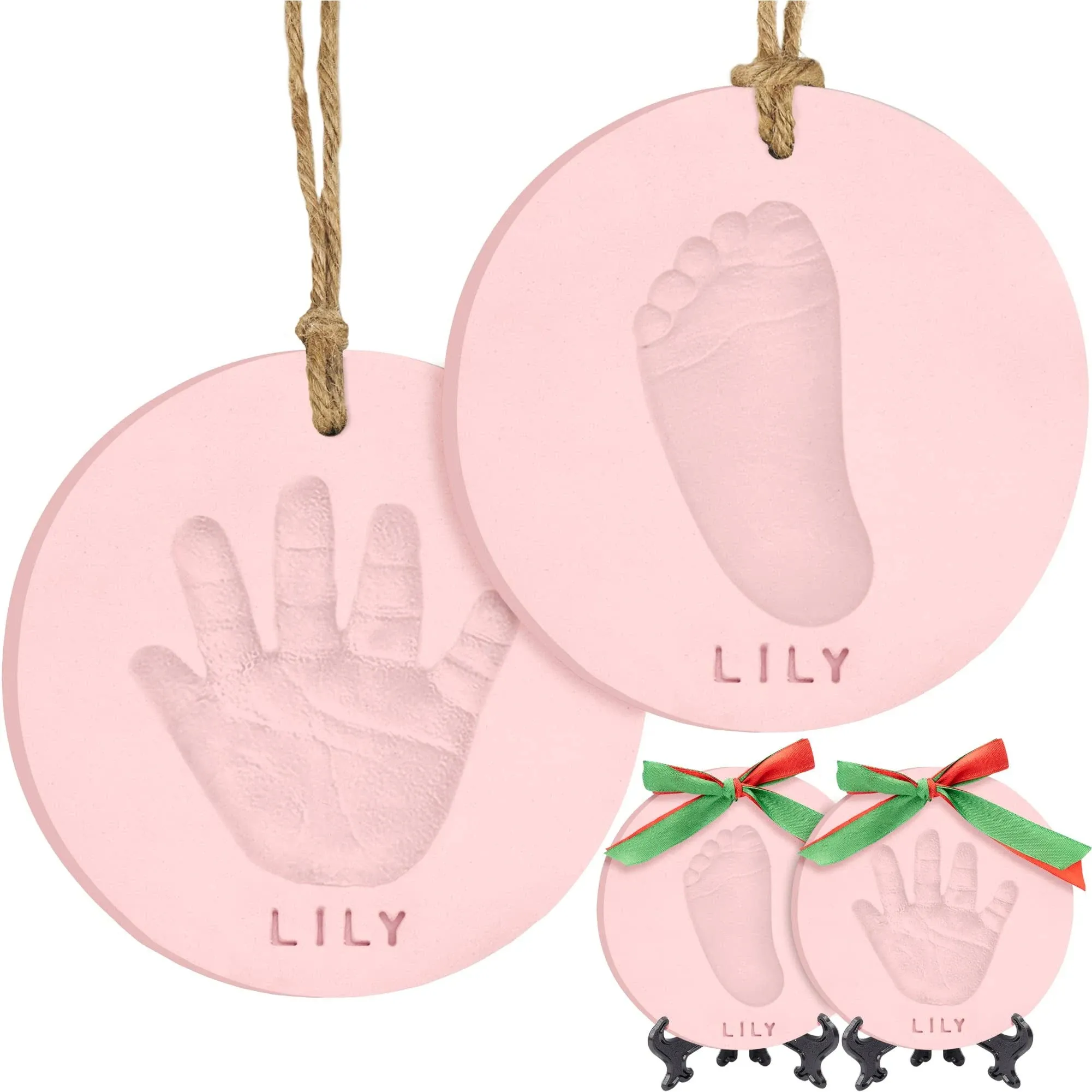 Baby Hand and Footprint Kit - Personalized Baby Foot Printing Kit for Newborn - Baby Footprint Kit for Toddlers - Baby Keepsake Handprint Kit - Baby Handprint Ornament Maker (Candy, Multi-Colored)