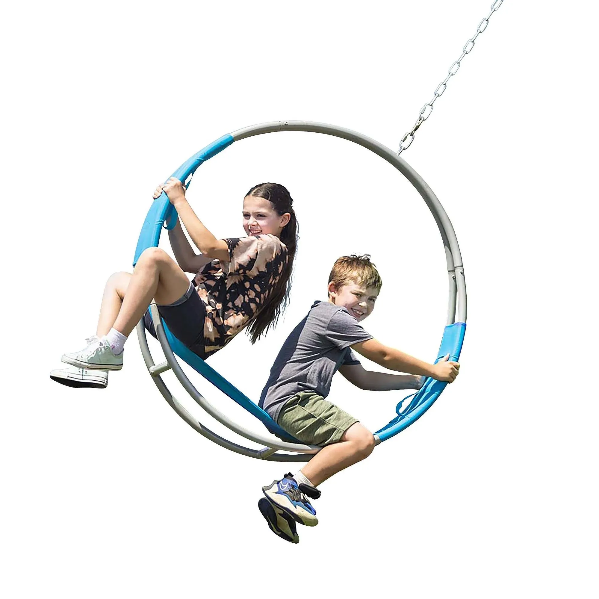 HearthSong 40-Inch Steel-Frame Aerial Hoop Spinning Round Tree Swing with Suspended Tesline Fabric Seat, Holds 300 lbs.