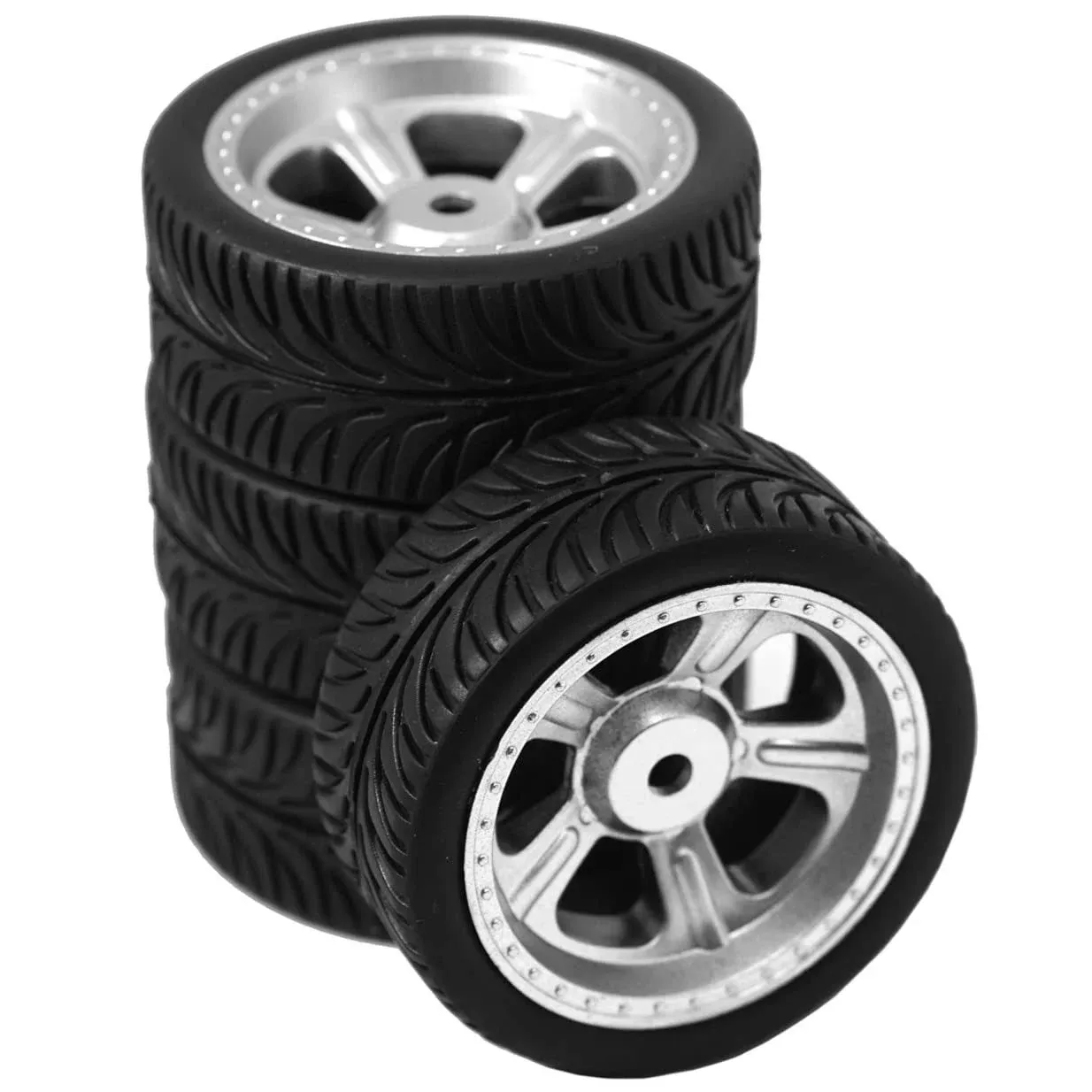 ShareGoo OD 2.55" RC 12mm Hex Wheel Rims & Rubber Tires Tyre for RC 1/10 On-Road ...