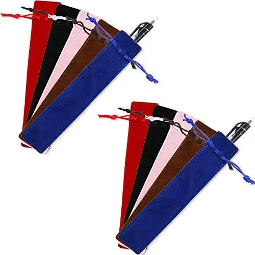 50 Pieces Velvet Drawstring Pen Pouch Multicolor Velvet Pen Sleeves Velvet Pen Bags Bulk Pencil Cases for Back School Gift Christmas Party Favor, 1.4 x 7 Inch(Multicolor)