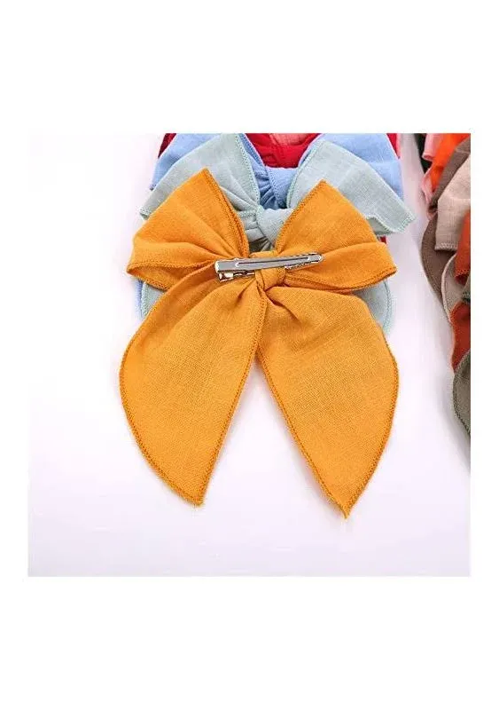 Pack of 24 Large Fable Bow Hair Clips for Girls Women Linen Hair Bow Alligato...