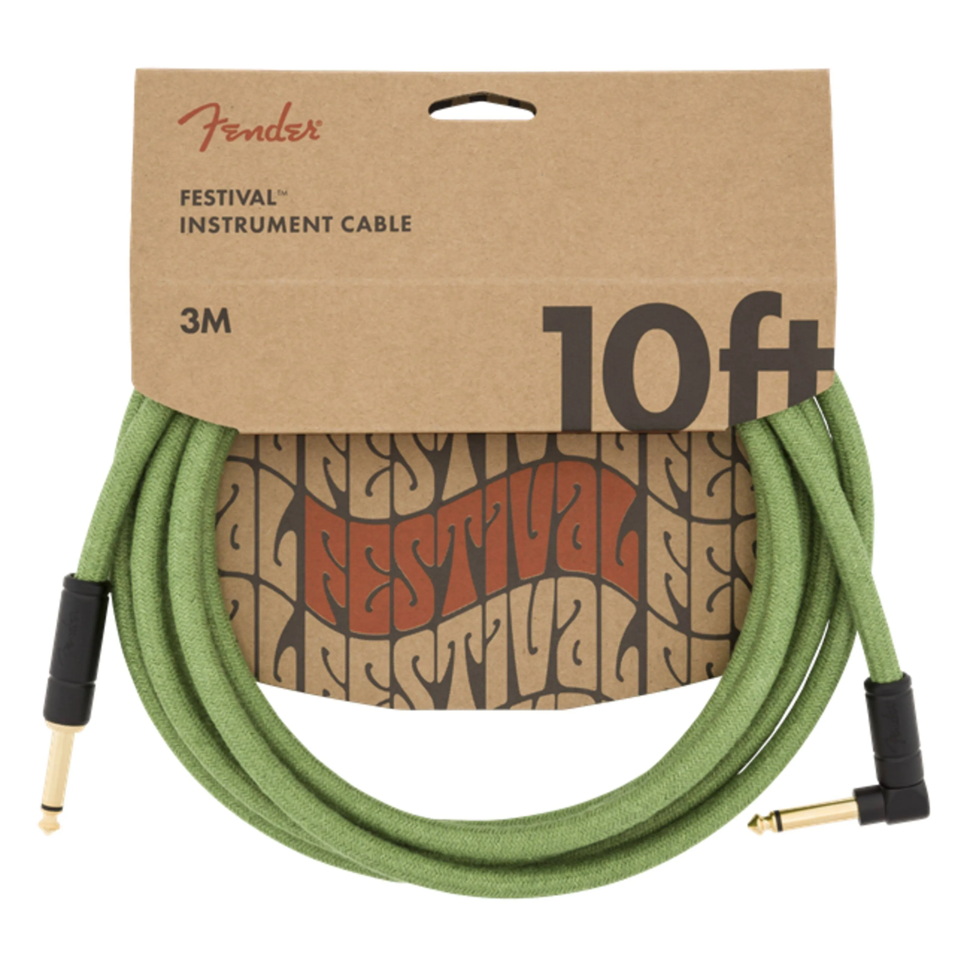 Fender Festival Instrument Cable - Pure Hemp - Green - 10'