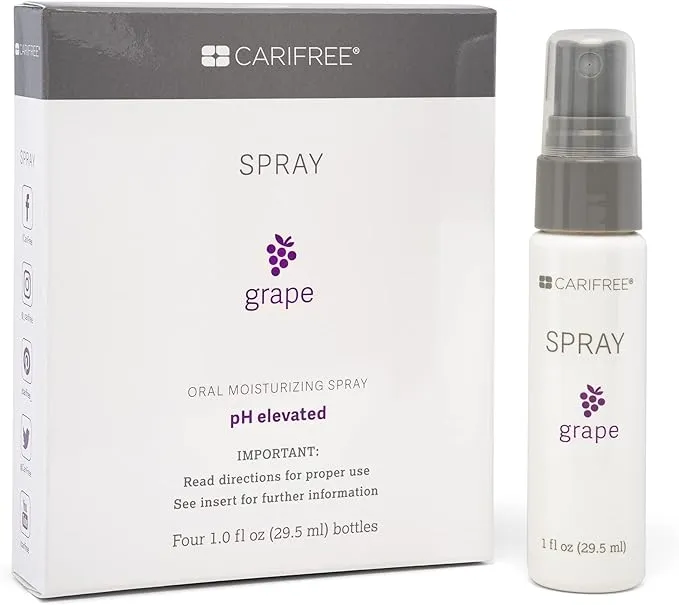 CariFree Oral Moisturizer Spray for Dental Hygiene (Grape) | Non-Staining and Fluoride-Free | Freshens Breath and Moistens Mouth| Recommended by Dentists for Oral Care