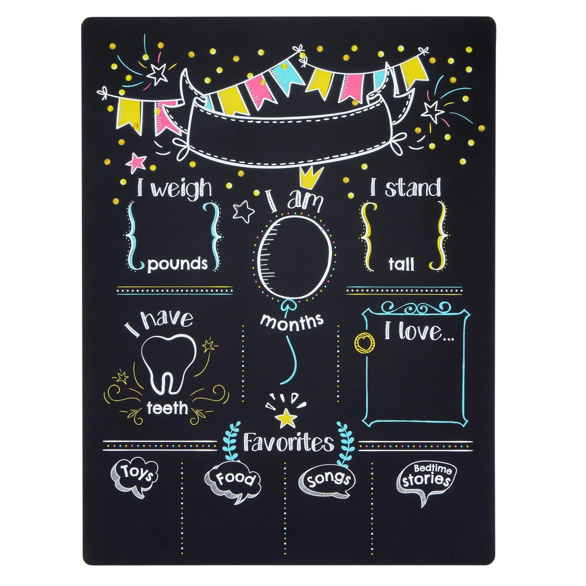 Monthly Baby Milestone Chalkboard First Year Boy and Girl Age Tracking Growth...